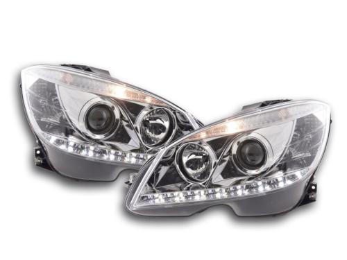 Paire de feux phares Daylight Led Mercedes Classe C W204 07-10 Chrome