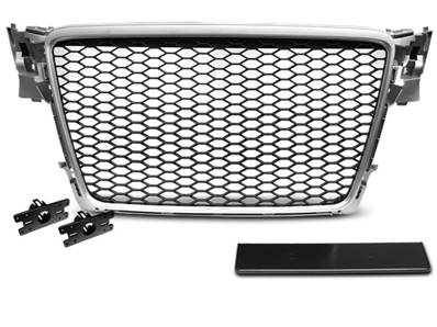 Grille de calandre pour Audi A4 B8 2008 a 2011 look Sport argent noir