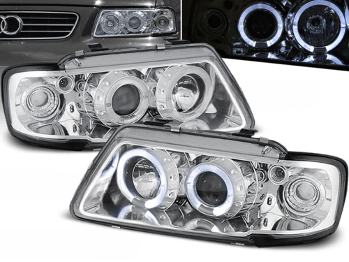 Paire de feux phares Audi A3 8L de 1996 a 2000 Angel eyes chrome