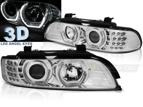 Paire de feux phares BMW serie 5 E39 95-03 Angel Eyes led 3D chrome