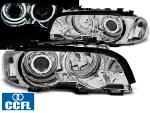 Paire de phares BMW serie 3 E46 Coupe 99-03 angel eyes CCFL chrome