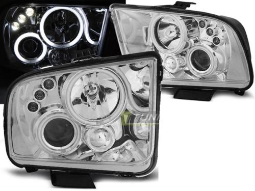 Paire de feux phares Ford Mustang 04-09 angel eyes chrome