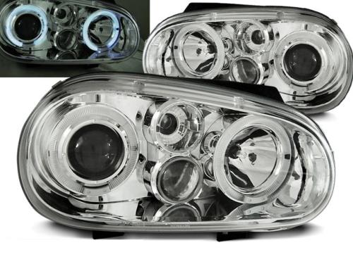 Paire de feux phares VW Golf 4 97-03 angel eyes chrome