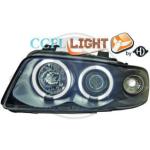 Paire Phares avant Angel Eyes CCFL Audi A4 B5 Berline 1994 a 1998 Noir