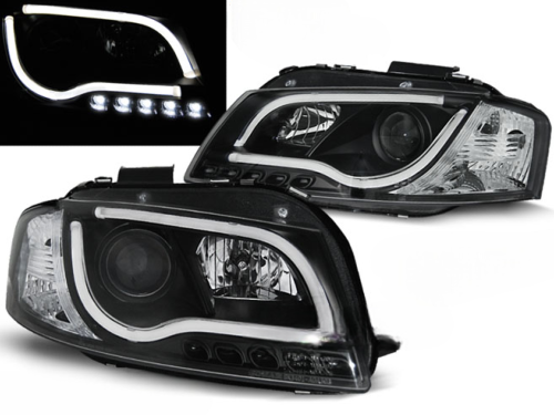 Paire de feux phares Audi A3 8P de 2003 a 2008 Daylight DRL LTI led noir