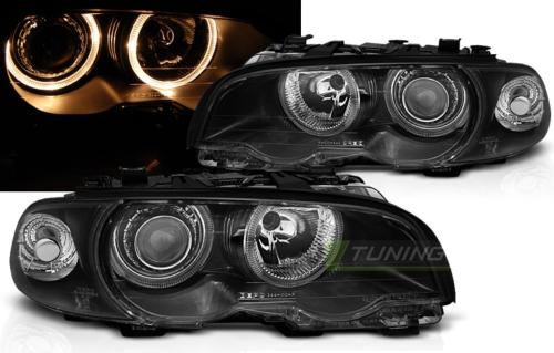 Paire de phares BMW serie 3 E46 Coupe 99-01 angel eyes noir