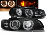 Paire de feux phares BMW serie 5 E39 de 1995 a 2003 angel eyes noir + Cligno led