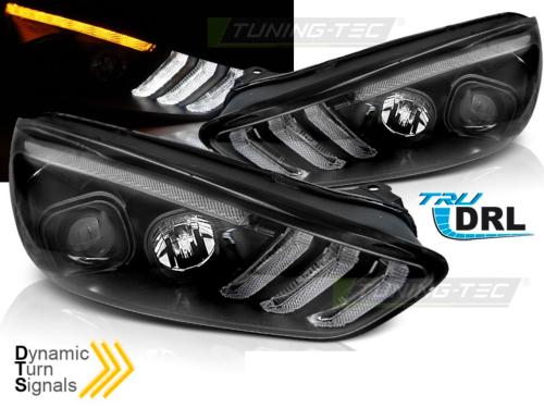 Paire de feux phares Ford Focus 15-18 LED LTI DRL noir