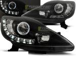 Paire de feux phares Peugeot 107 05-11 Angel Eyes LED noir