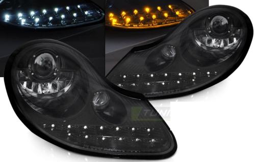 Paire de feux phares Porsche Boxster 96-04 Daylight LED Noir Brillant