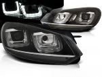 Paire de feux phares VW Golf 6 de 2008 a 2012 led U-type DRL noir