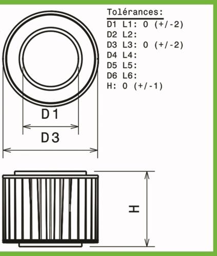 Filtre a air Green pour Mercedes 190 W201 de 1986 a 1988 2.3L E-132cv