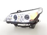 Paire de feux phares Xenon Angel Eyes CCFL led BMW Serie 5 E60/E61 03-04 Chrome