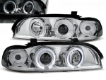 Paire de feux phares BMW serie 5 E39 de 1995 a 2003 angel eyes chrome