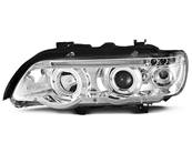 Paire de phares avant BMW X5 E53 de 1999 a 2003 (phase 1) angel eyes chrome