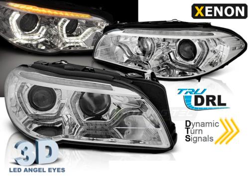 Paire de feux phares BMW serie 5 F10 / F11 10-13 xenon angel eyes led DRL chrome