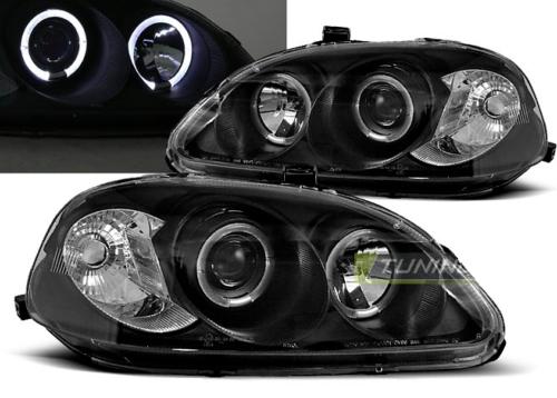 Paire de feux phares Honda Civic 99-01 angel eyes noir