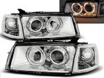 Paire de feux phares Opel vectra A 88-95 angel eyes chrome