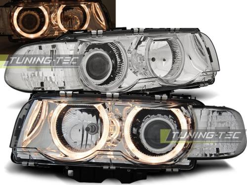 Paire de feux phares BMW serie 7 E38 98-01 angel eyes chrome