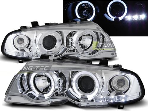 Paire de phares BMW serie 3 E46 Coupe 99-03 angel eyes chrome