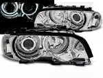 Paire de phares BMW serie 3 E46 Coupe de 1999 a 2003 angel eyes CCFL chrome