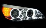 Paire de feux phares BMW serie 5 E60 / E61 03-07 angel eyes CCFL chrome led