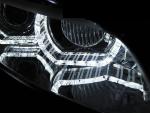 Paire de feux phares BMW serie 3 E92 / E93 de 2006 a 2010 angel eyes LED 3D DRL chrome