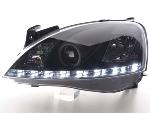 Paire de feux phares Daylight Led DRL Opel Corsa C 01-06 Noir