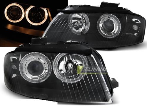 Paire de feux phares Audi A3 8P 03-08 angel eyes noir