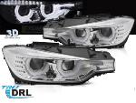 Paire de feux phares BMW serie 3 F30 / F31 11-15 angel eyes chrome led DRL Dyn