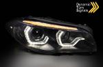 Paire de feux phares BMW serie 5 F10 / F11 10-13 xenon angel eyes led DRL Noir