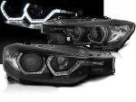 Paire de feux phares BMW serie 3 F30 / F31 LCI 15-18 angel eyes led DRL noir