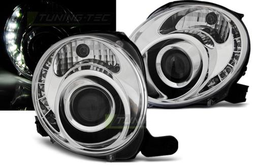 Paire de feux phares Fiat 500 07-15 daylight led chrome