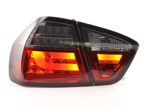 Paire feux arrière BMW Serie 3 E90 Berline 2005 a 2008 Rouge Fume Led