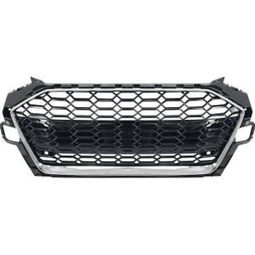 Grille Calandre avant ABS Audi A4 B9 2019 a 2023 Noir/Chrome Look Sport