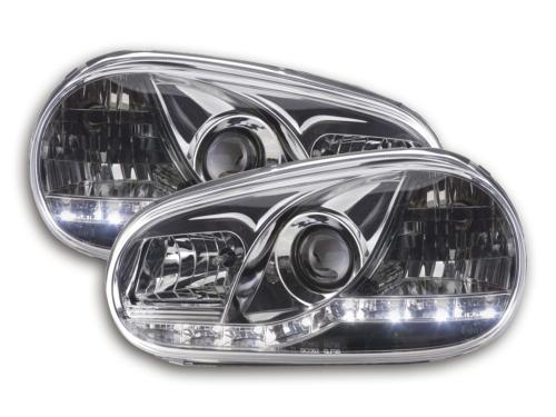 Paire de feux phares Daylight Led VW Golf 4 de 98-03 chrome