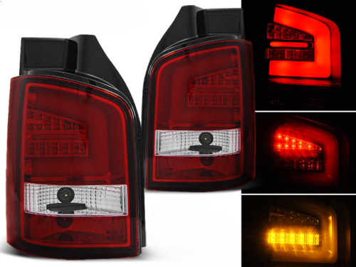 Paire feux led LTI VW T5 de 2010 a 2015 rouge blanc hayon