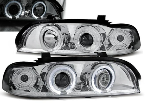 Paire de feux phares BMW serie 5 E39 95-03 angel eyes chrome