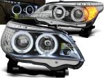 Paire de feux phares BMW serie 5 E60 /E61 03-07 Angel eyes chrome led