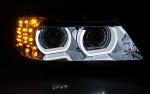 Paire feux phares BMW E90/E91 de 2009 a 2011 Xenon Angel Eyes Led DRL Chrome