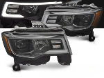 Paire de feux phares Jeep Grand Cherokee de 2016 a 2021 Tube Light Noir