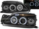 Paire de feux phares Ford Fiesta MK5 99-02 angel eyes noir