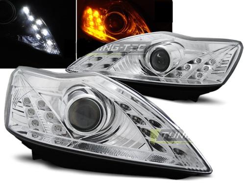 Paire de feux phares Ford Focus 08-10 Daylight led chrome