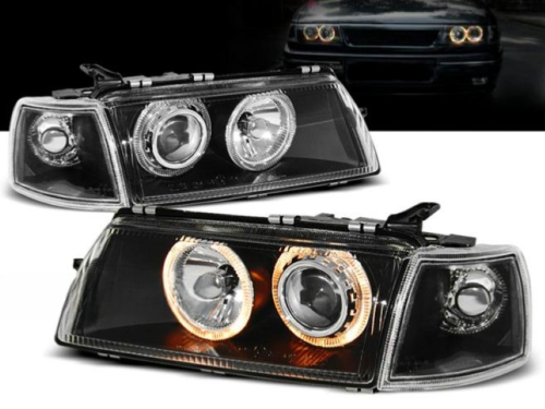 Paire de feux phares Opel vectra A 88-95 angel eyes noir