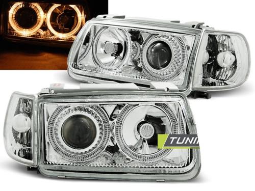 Paire de feux phares VW Polo 6N 94-99 angel eyes chrome