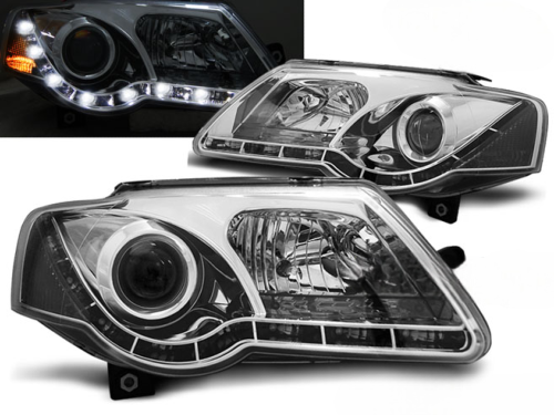 Paire de feux phares VW Passat B6 3C de 2005 a 2010 DRL led chrome