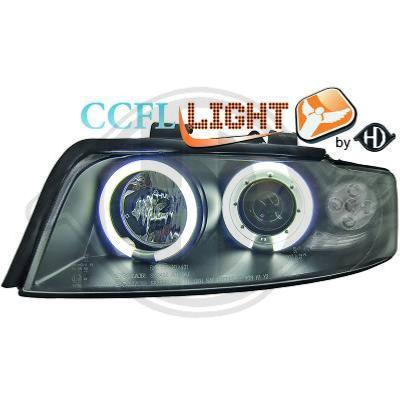 Paire Phares avant Angel Eyes CCFL Audi A4 8E 2000 a 2004 Noir