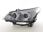 Paire de feux phares Xenon Angel Eyes Led BMW Serie 5 E60/E61 de 05 a 07 Chrome