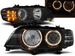 Paire feux phares BMW X5 E53 99-03 angel eyes noir xenon cligno led