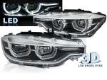 Paire de feux phares BMW serie 3 F30 / F31 LCI 15-18 angel eyes chrome Full led DRL